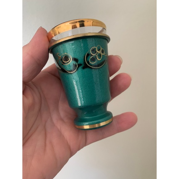 Mid Century Enamel Kiddish Cups Set of 4 // Sabbath Wine Grape Juice Glasses - Picture 4 of 8